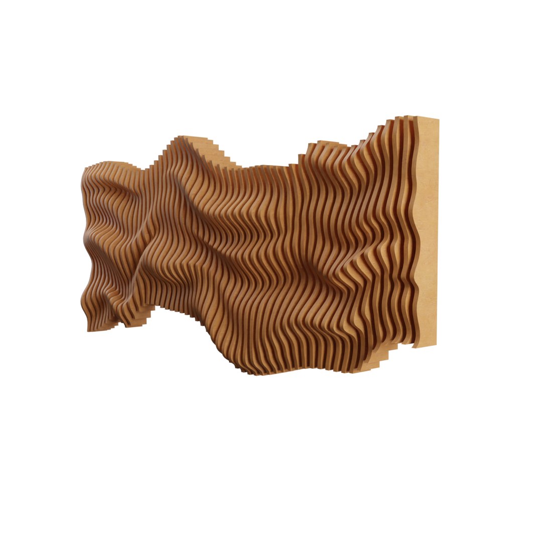 3D Model Parametric Wavy Wooden Wall Decor - 01 -CNC Files For Cutting ...