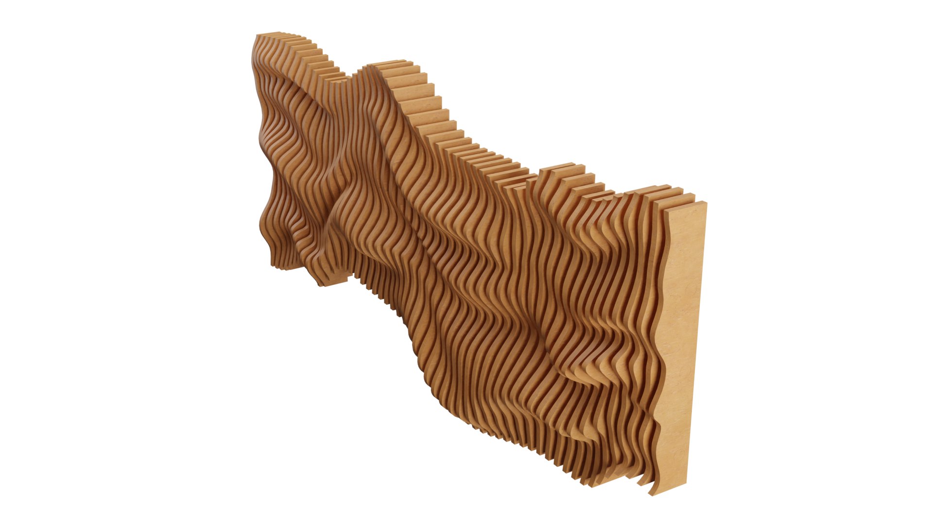 3D Model Parametric Wavy Wooden Wall Decor - 01 -CNC Files For Cutting ...