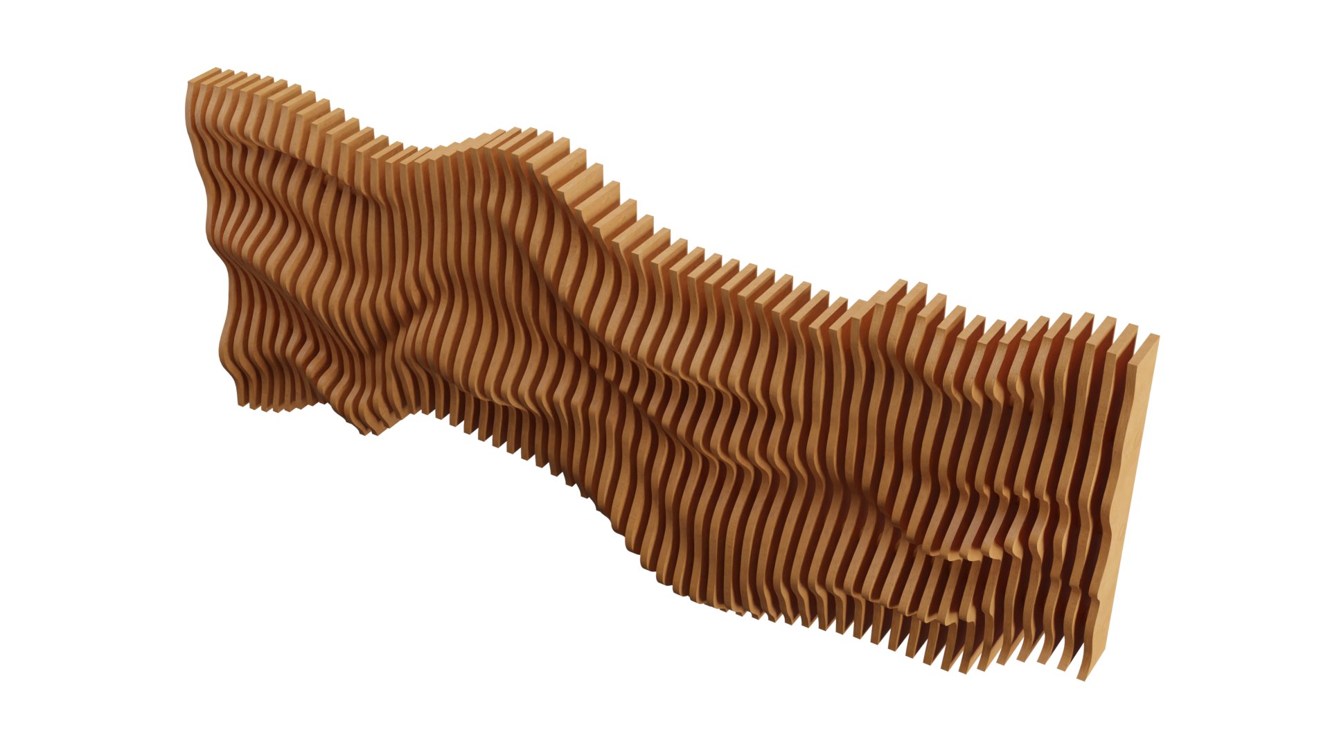 3D Model Parametric Wavy Wooden Wall Decor - 01 -CNC Files For Cutting ...
