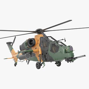 Green T129 ATAK Helicopter 3D model