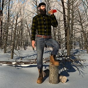rigged canadian lumberjack man 3d max