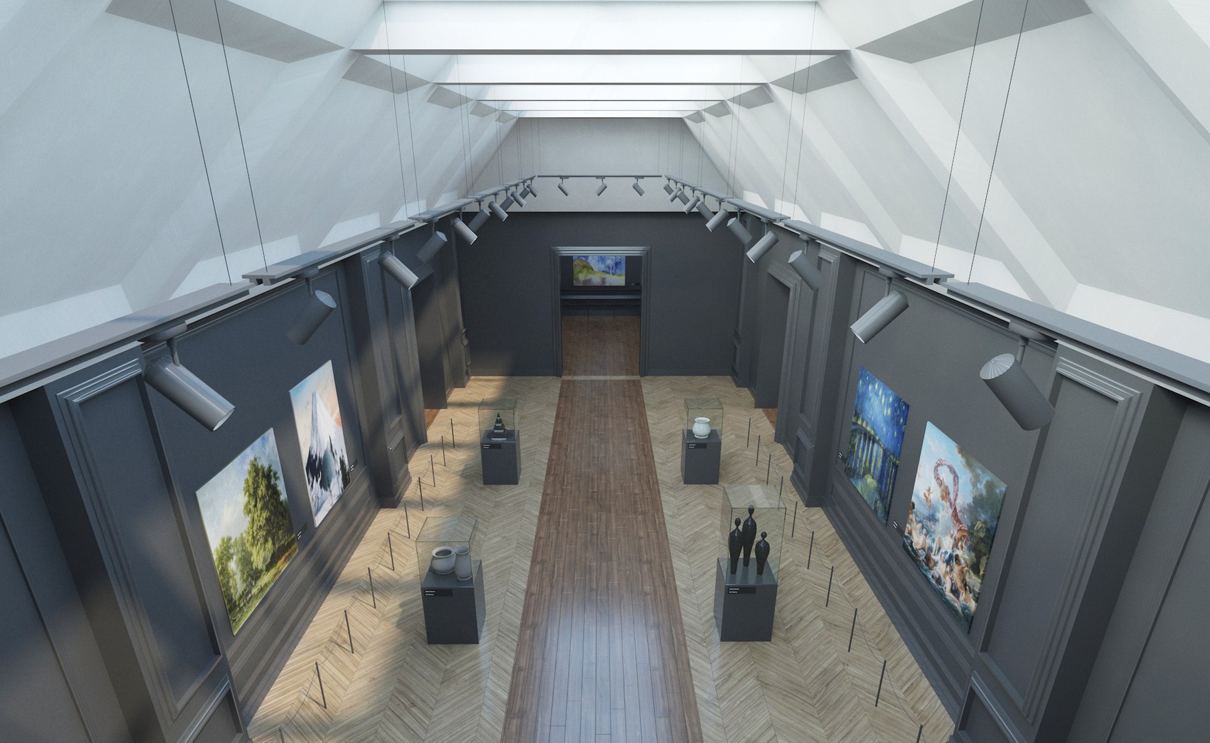 3D Contemporary Art Gallery Interior - TurboSquid 1961103