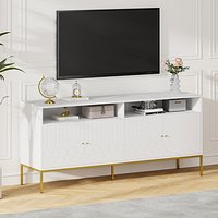 Modern White TV Console Living Room Interior 3D Scene