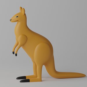 3D Cartoon Cute Kangaroo 1 model