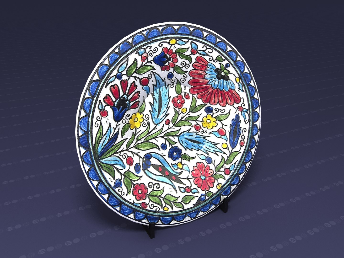 decorative plate 3D model https://p.turbosquid.com/ts-thumb/IN/dyFmbN/1m2zO55U/3dw1540platesample03/jpg/1593460821/1920x1080/fit_q87/a2bb994d9d50654f1a6eb7f0b830c618aa8a297f/3dw1540platesample03.jpg