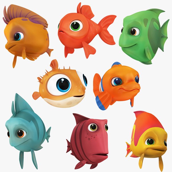 3D Cartoon Small Fish Collection 8 in 1 model - TurboSquid 2083124