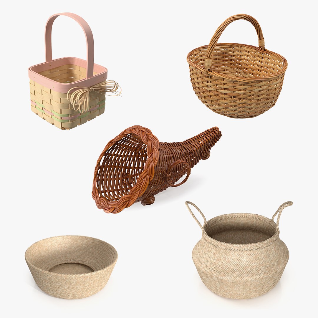 Wicker Baskets Collection 3 3D model preview