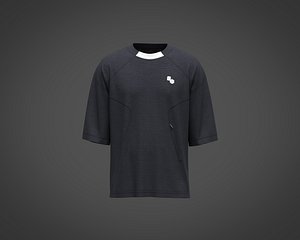 Mens T-shirt with cut and sew and hidden zipper pocket 3D