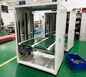 Vertical Chain Conveyor Lifter with Pneumatic Pallet Transfer 3D CAD Model 3D model