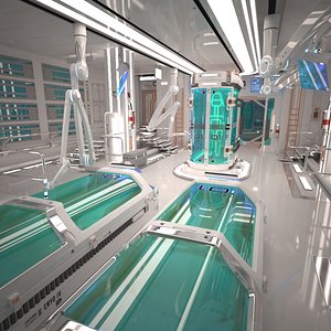 futuristic laboratory interior 2 3d model