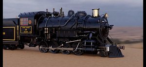 Steam Locomotive and Tender - Animated Wheels