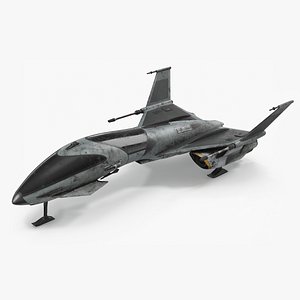 Dirty Futuristic Fighter Spaceship