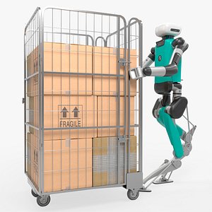 Digit Autonomous Robot with Rolling Storage Animated Rigged For Blender