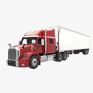 Generic Semi Truck Sleeper Cab and Refrigerated US Trailer