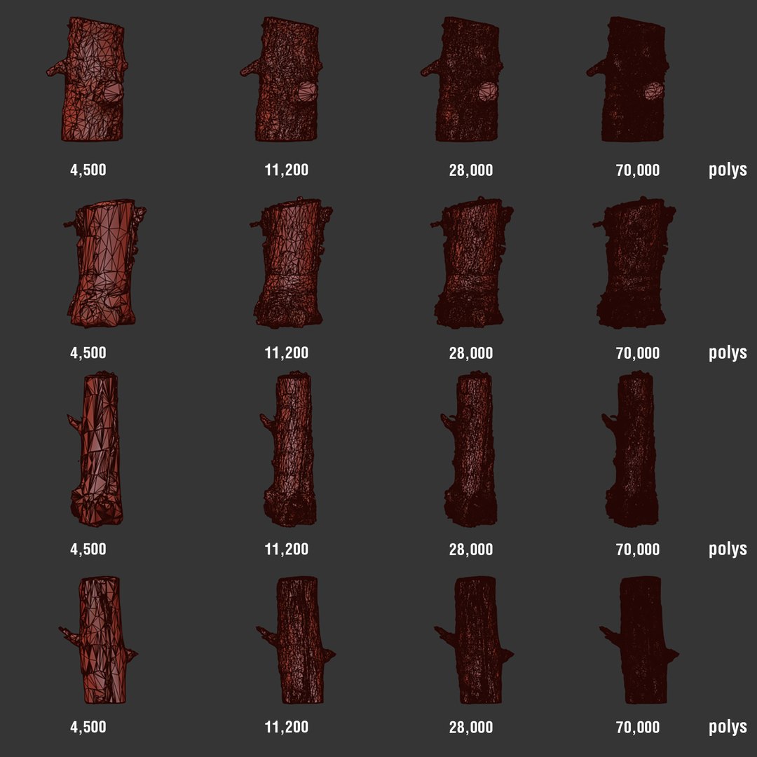 3D Model 3D Scanned Wood Logs 04 - Firewood - High Poly - Low Poly ...