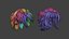 15 Male anime character hair styles and hairdoo low poly IMM brush set for Zbrush fbx and obj files