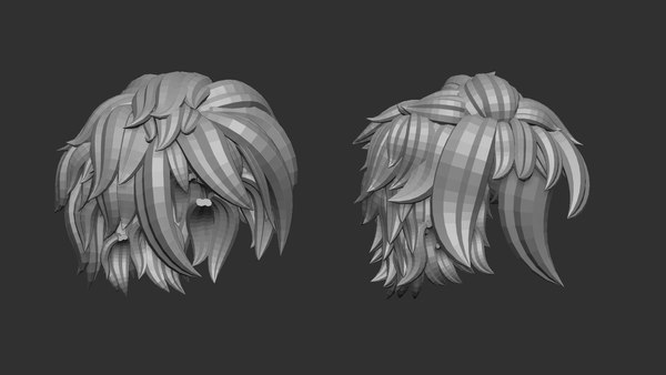 3D 15 Male anime character hair styles and hairdoo low poly IMM brush set  for Zbrush fbx and obj files - TurboSquid 1937672