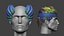 15 Male anime character hair styles and hairdoo low poly IMM brush set for Zbrush fbx and obj files