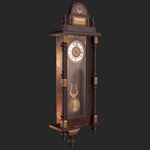 3D old antique wall clock