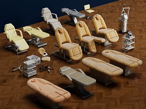 Beauty Salon Massage Bed Chair Set 3D Model 3D