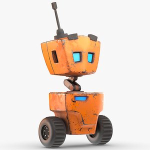 Old Cute Stylized Cartoon Robot Orange