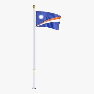 3D model Marshall Islands Flag Stand Pole Animated Loop