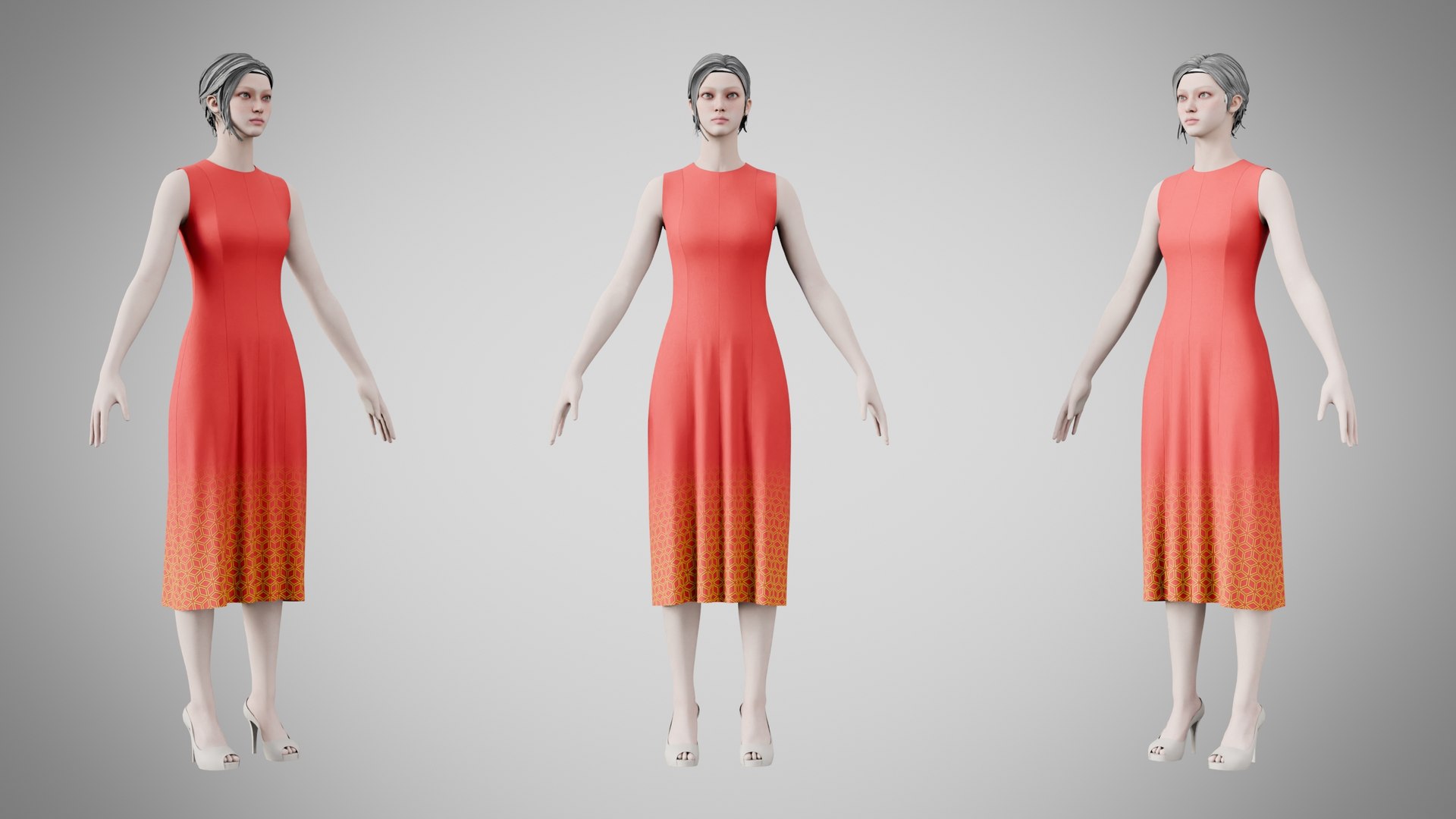 3D Dress 43 Average Red Model - TurboSquid 2522312
