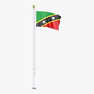 Saint Kitts and Nevis Flag Stand Pole Animated Loop