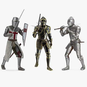 3D Rigged Medieval Knight Plates Armor Collection for Maya model