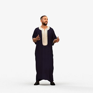 00316Adil003 - Adult Middle Eastern man talking in public summer setting