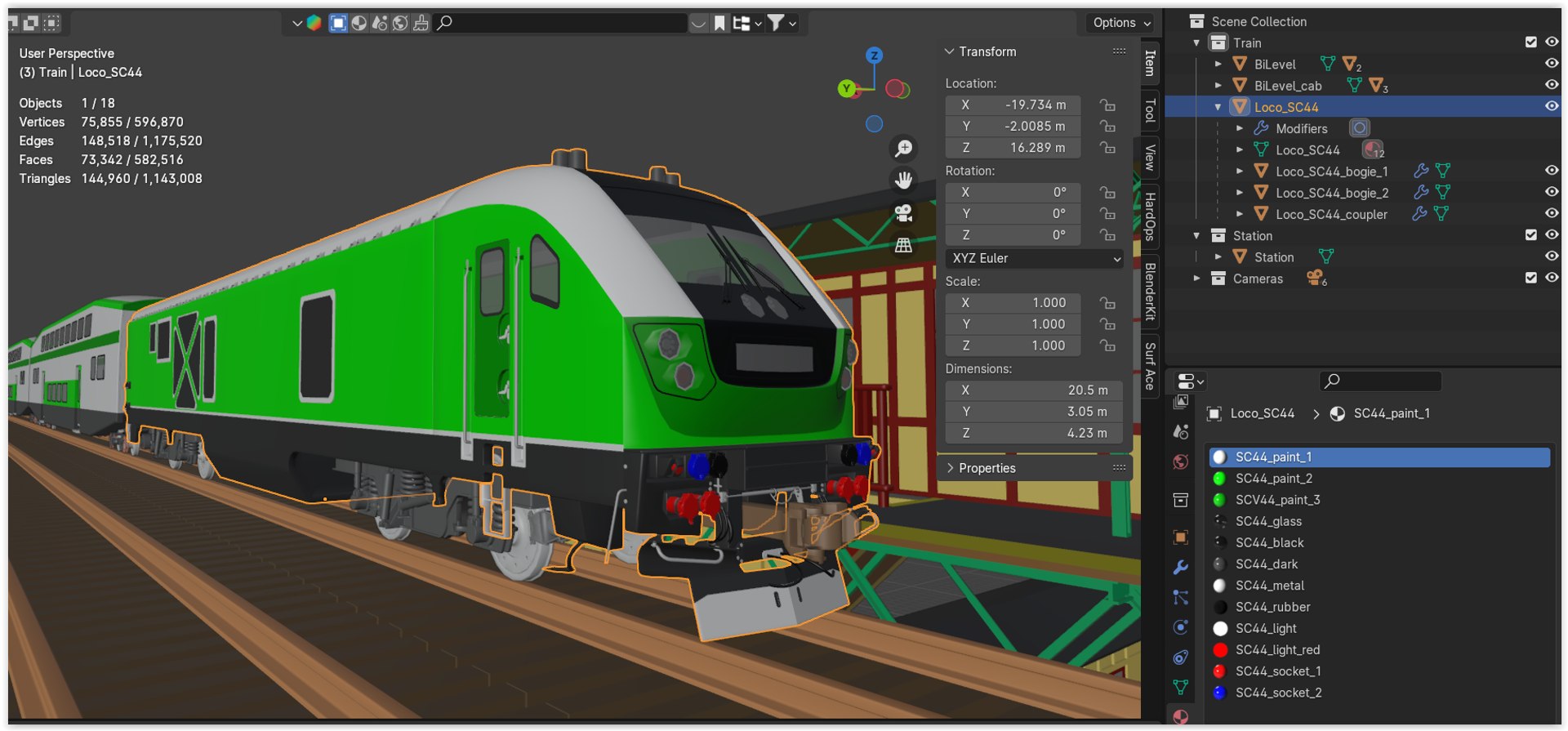 3D Model Station With BiLevel Train - TurboSquid 2312189