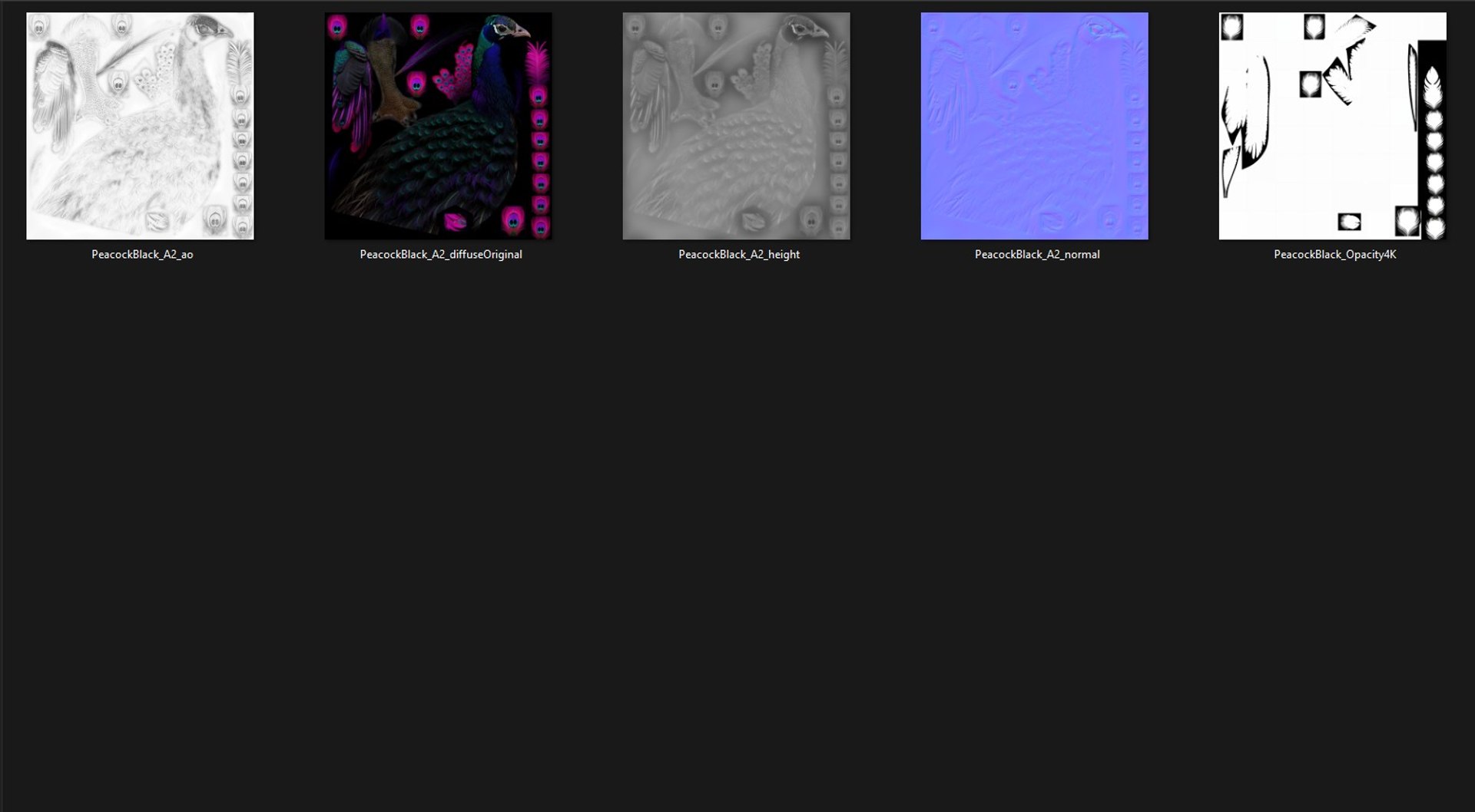 Peacock Black-A2 model https://p.turbosquid.com/ts-thumb/IP/VnOypX/0h/unwrap2/jpg/1759117839/1920x1080/fit_q87/cc6e526e4aeb8f59c3b02c5e67dbea6ab7f9c757/unwrap2.jpg