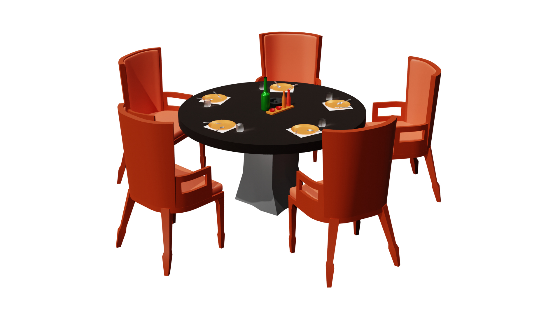 Table And Chair Restaurant Full Set1 3D - TurboSquid 2106046