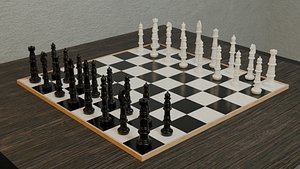 3D Realistic Classic Chess Board and Pieces High Quality 3D Model Low-poly 3D model model