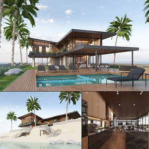 Contemporary Beach Villa Exterior and Interior