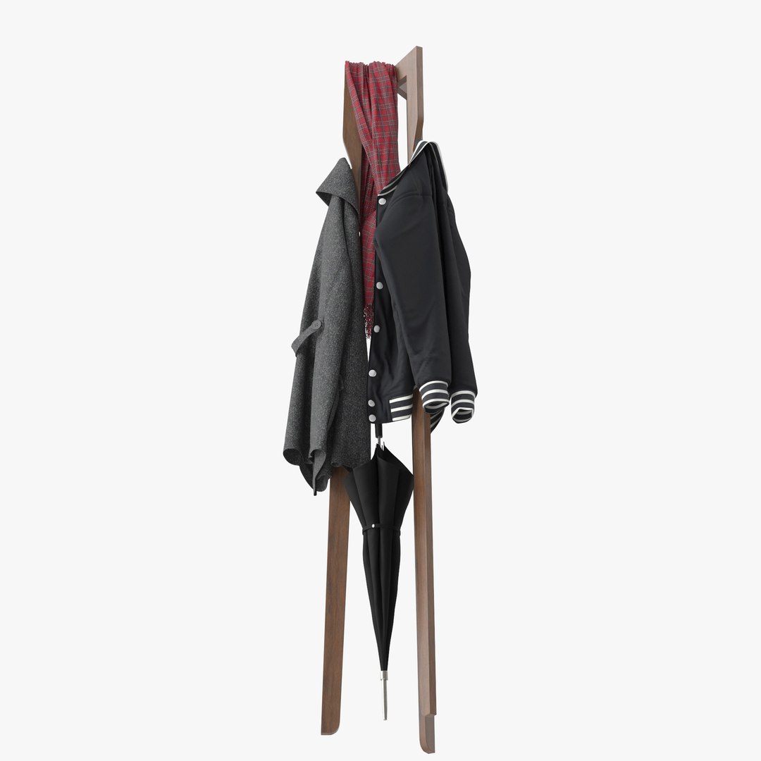 Wooden Freestanding Coat Rack 3D Model - TurboSquid 2290185