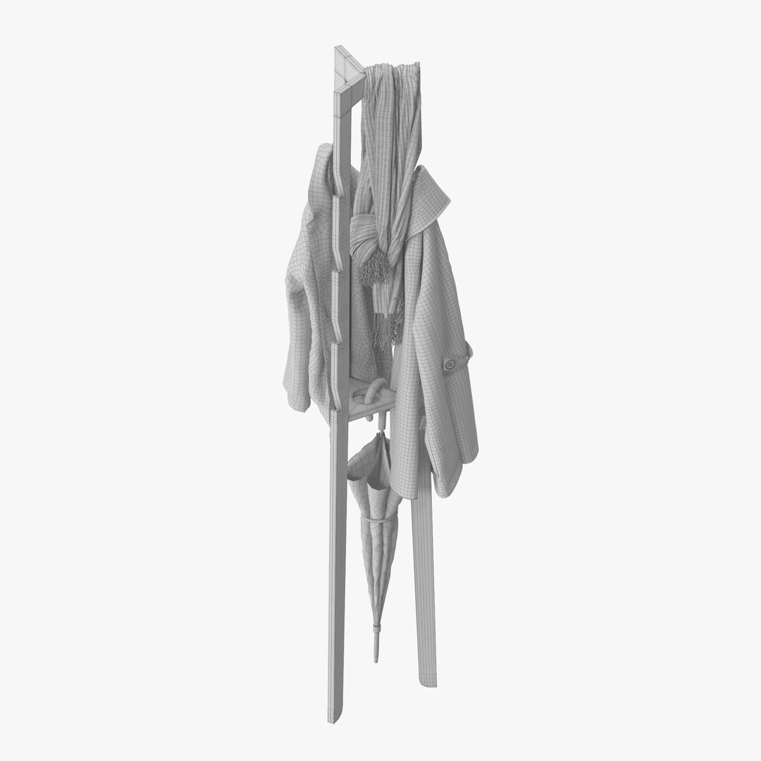 Wooden Freestanding Coat Rack 3D Model - TurboSquid 2290185