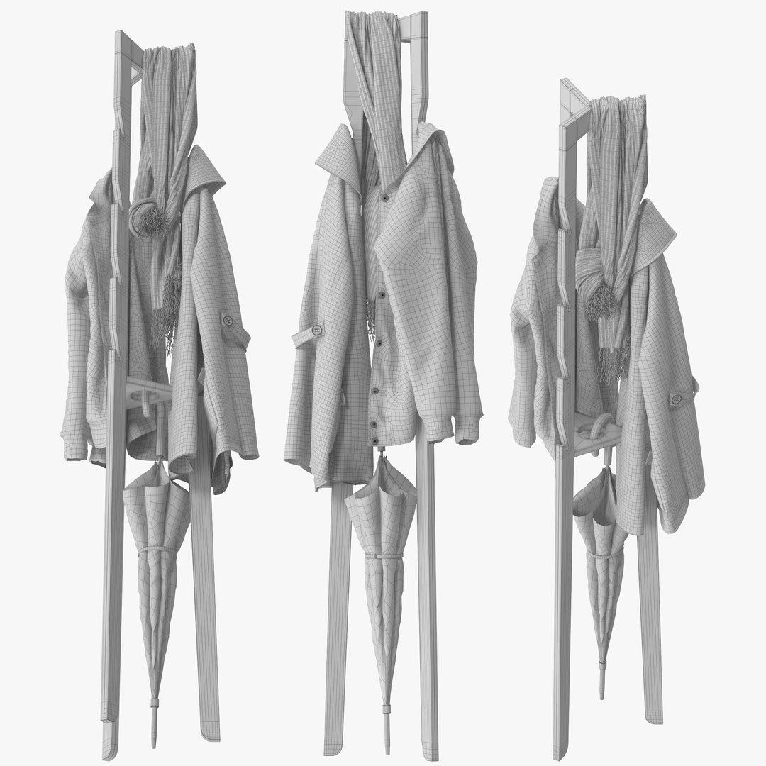 Wooden Freestanding Coat Rack 3D Model - TurboSquid 2290185