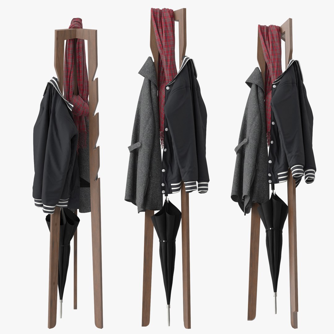 Wooden Freestanding Coat Rack 3D Model - TurboSquid 2290185