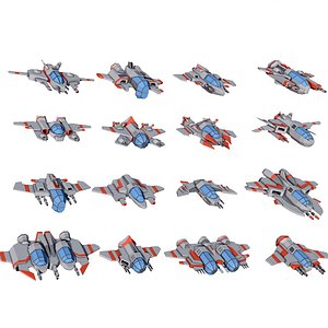 3D Sci-fi Spaceships constructor low poly pack