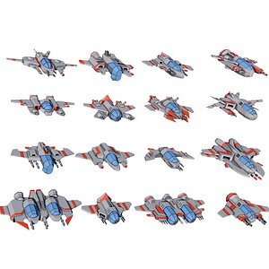 Sci-fi Spaceships constructor low poly pack