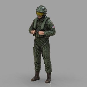 Modern US Helicopter Pilot LP Premium Game Ready 3D Asset Low-poly 3D model 3D model