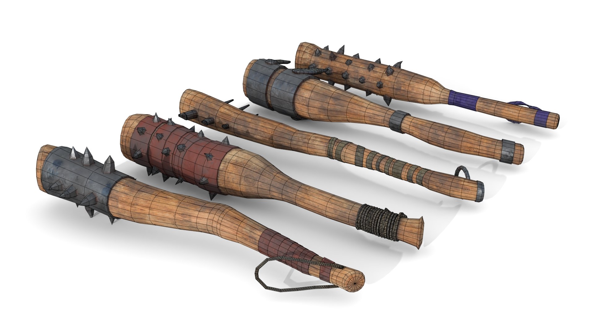 Set of Wooden Maces model https://p.turbosquid.com/ts-thumb/IP/mFpKzs/Ae/wire_0004/jpg/1620902095/1920x1080/fit_q87/48d2ff0972a71ab05c6e1d573bd2ea5e5e2f539f/wire_0004.jpg
