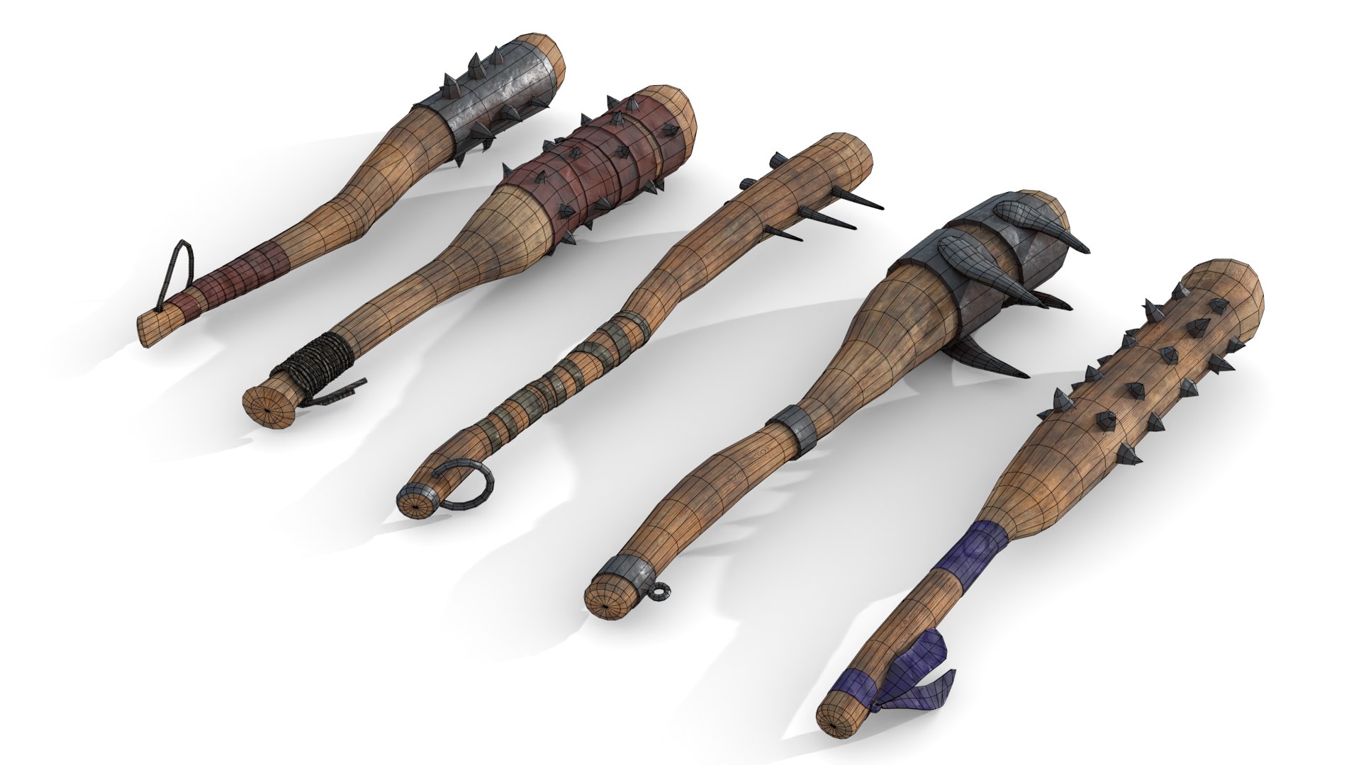 Set of Wooden Maces model https://p.turbosquid.com/ts-thumb/IP/mFpKzs/jY/wire_0002/jpg/1620902051/1920x1080/fit_q87/dd491713a72e457ba15973988314461c93340dd4/wire_0002.jpg
