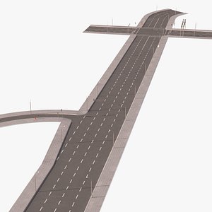 3D Connectable Highway Road Elements Crossroads Junction