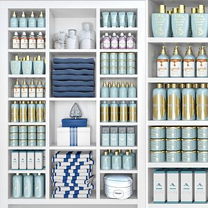 Cabinet with cosmetics for beauty salons