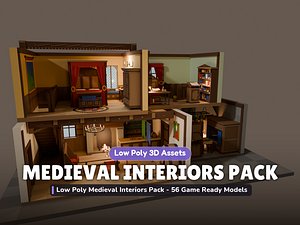 Low Poly Medieval Interiors Pack - 56 Game Ready Models