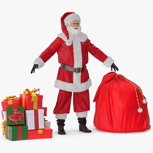 Santa Claus with Bag and Gifts model