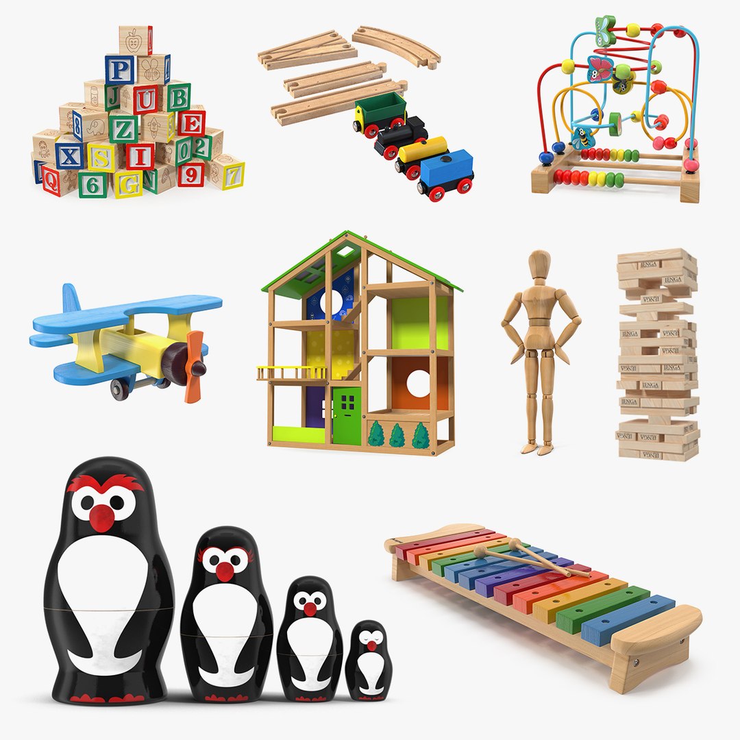 Wooden Toys Collection 3 3D model preview