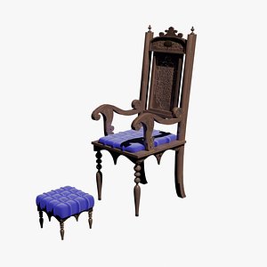 3D furniture ottoman armchair seating model